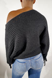 Cold Shoulder Black Sweater