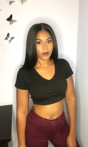 Bow Back Black Crop Top