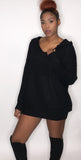 Up To No Hood Black Knit Sweater