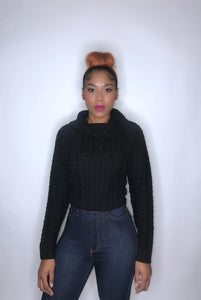 Back At It Cropped Black Sweater