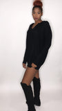 Up To No Hood Black Knit Sweater