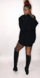 Up To No Hood Black Knit Sweater