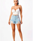 Distressed Denim Shorts