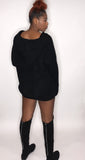 Up To No Hood Black Knit Sweater