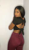 Bow Back Black Crop Top