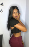 Bow Back Black Crop Top