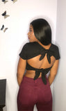 Bow Back Black Crop Top
