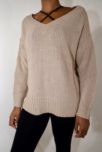 High Low Taupe Knit Sweater
